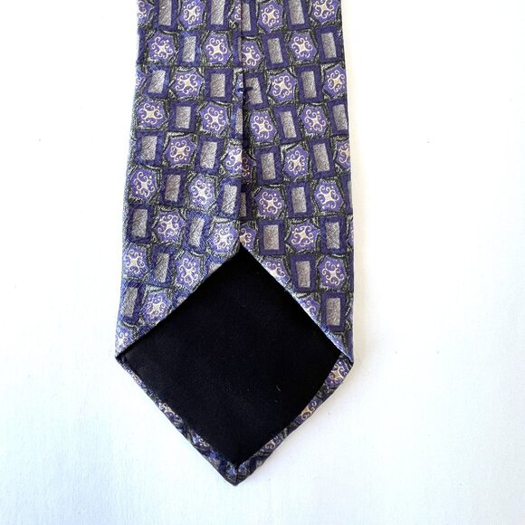 Geoffrey Beene 100% Silk Neck Tie, Purple, Black and Gold, Excellent Condition! - Picture 3 of 7